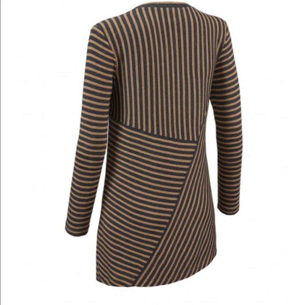 CAbi Striped Long Sleeve Tunic in Black and Tan